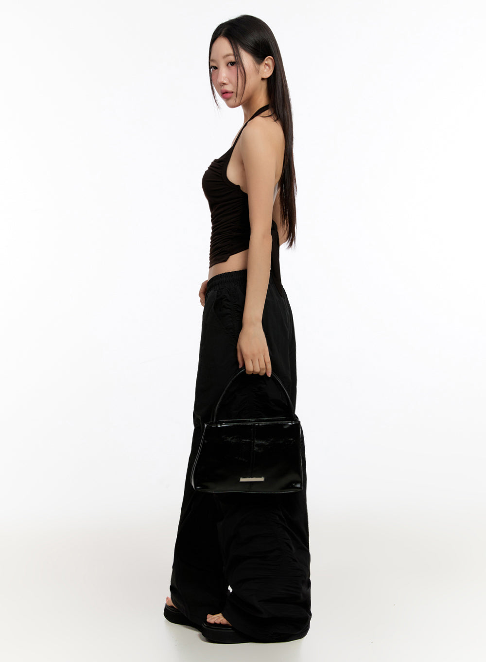 Faux Leather Square Shoulder Bag IU509