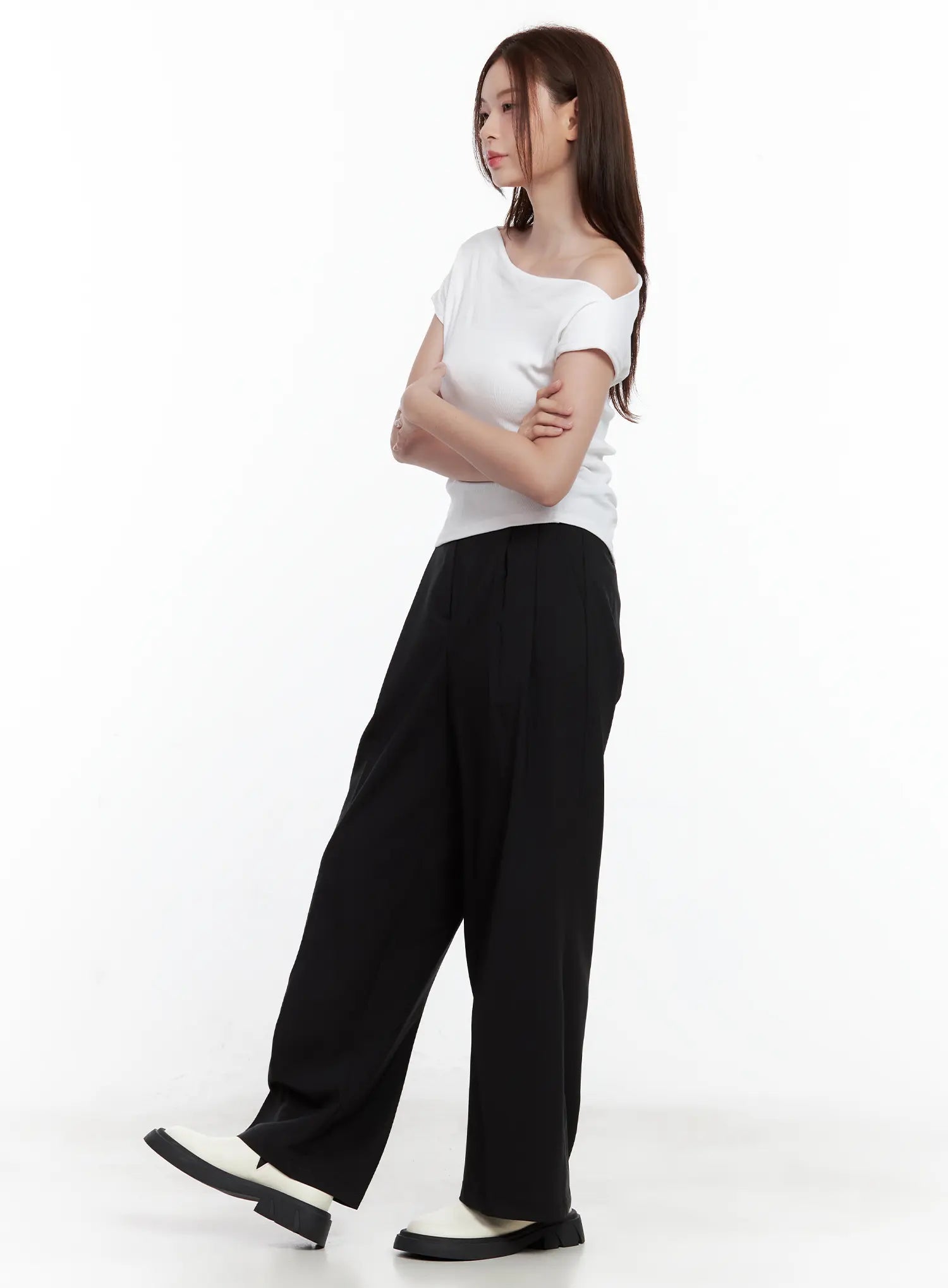 Asymmetrical Off-Shoulder Short-Sleeve Top CL502