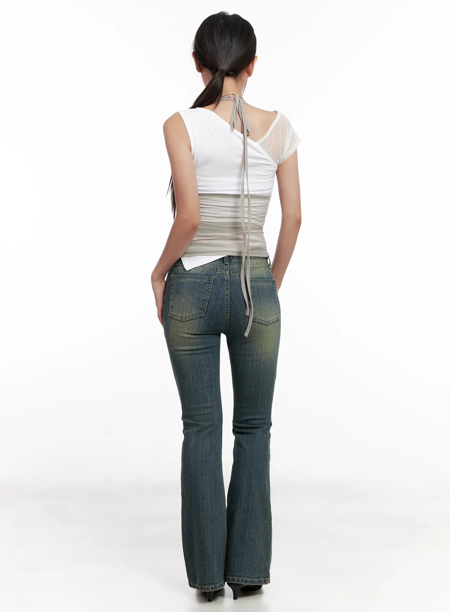 Yoori Vintage-Wash Flare Jeans CL518