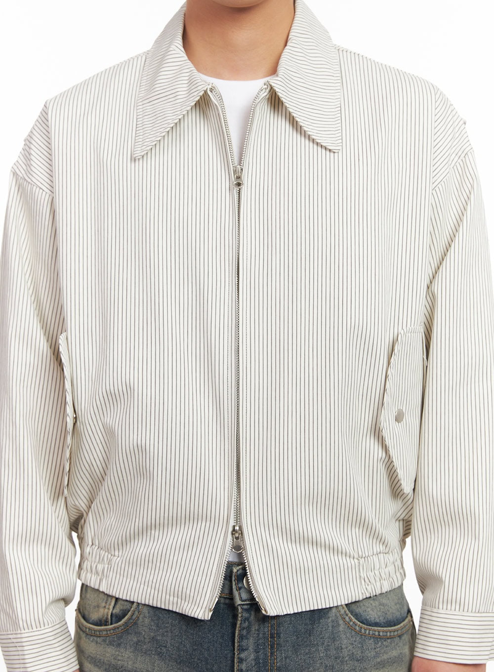 Men's Cotton Striped Zip-Up Jacket IM517