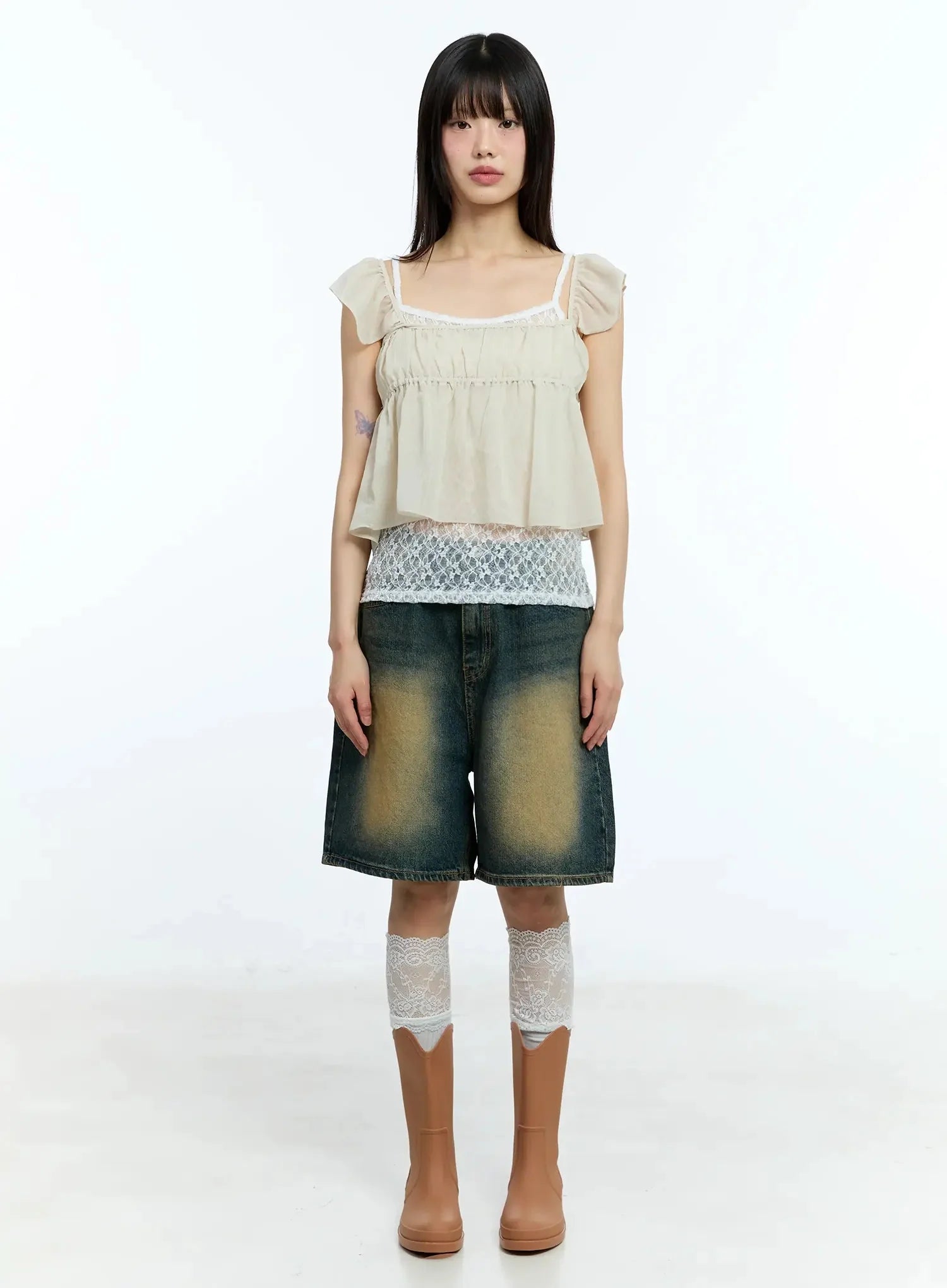 Vintage Washed Wide-Fit Jorts IU523