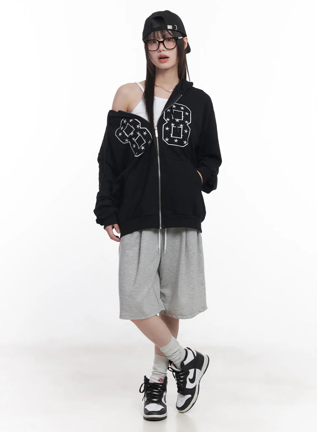 "88" Oversized Zip-Up Hoodie CU519