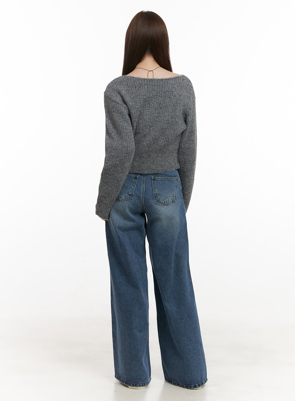 Wool Blend Button-Up Crop Sweater OD417