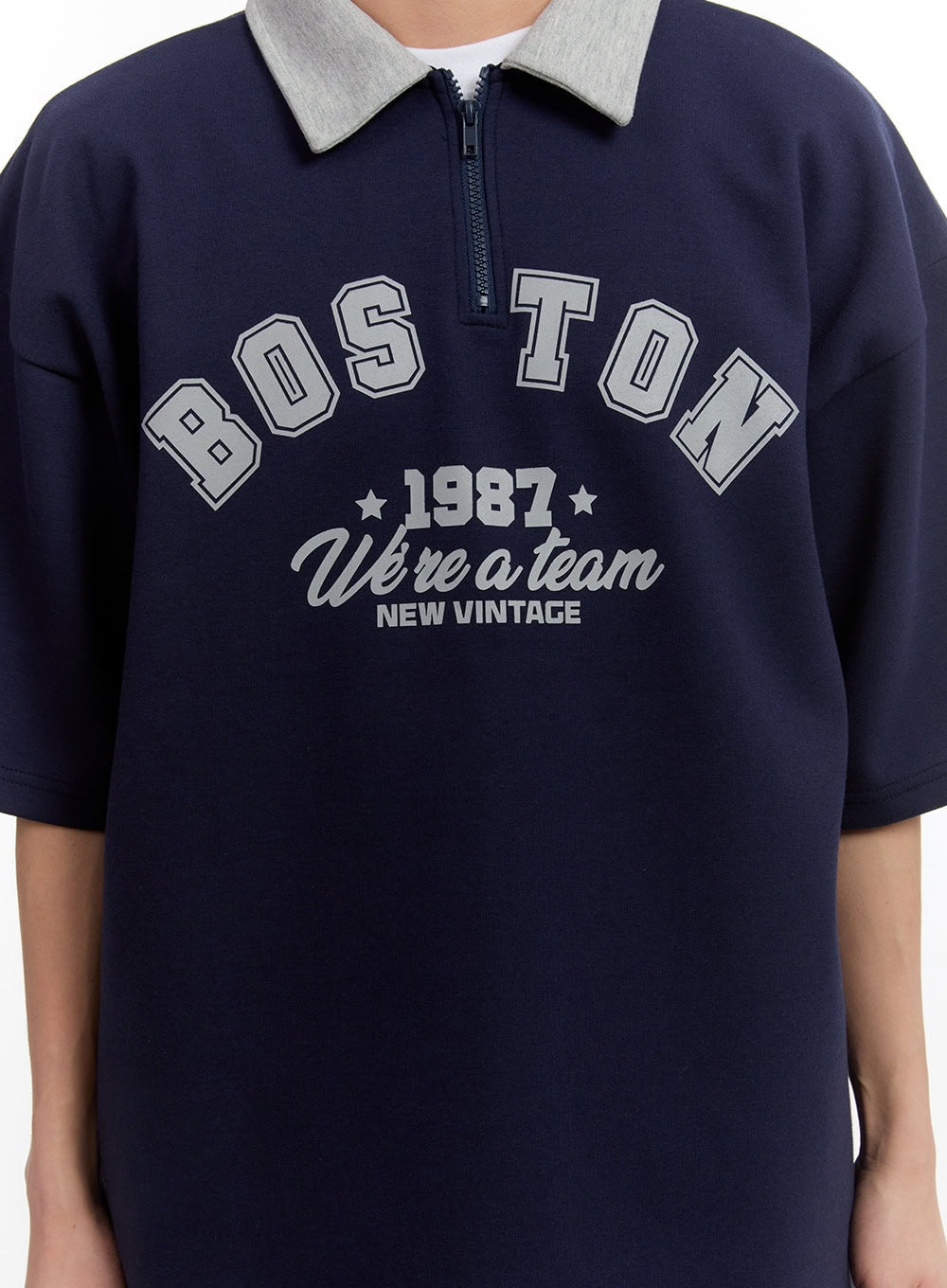 Men's Oversized Half-Zip Collared Sweatshirt IA504