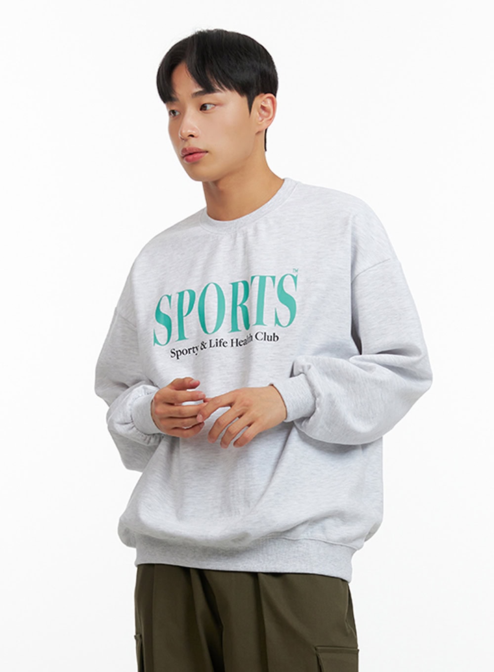 Men's Graphic Lettering Crewneck Sweatshirt (White) IU412