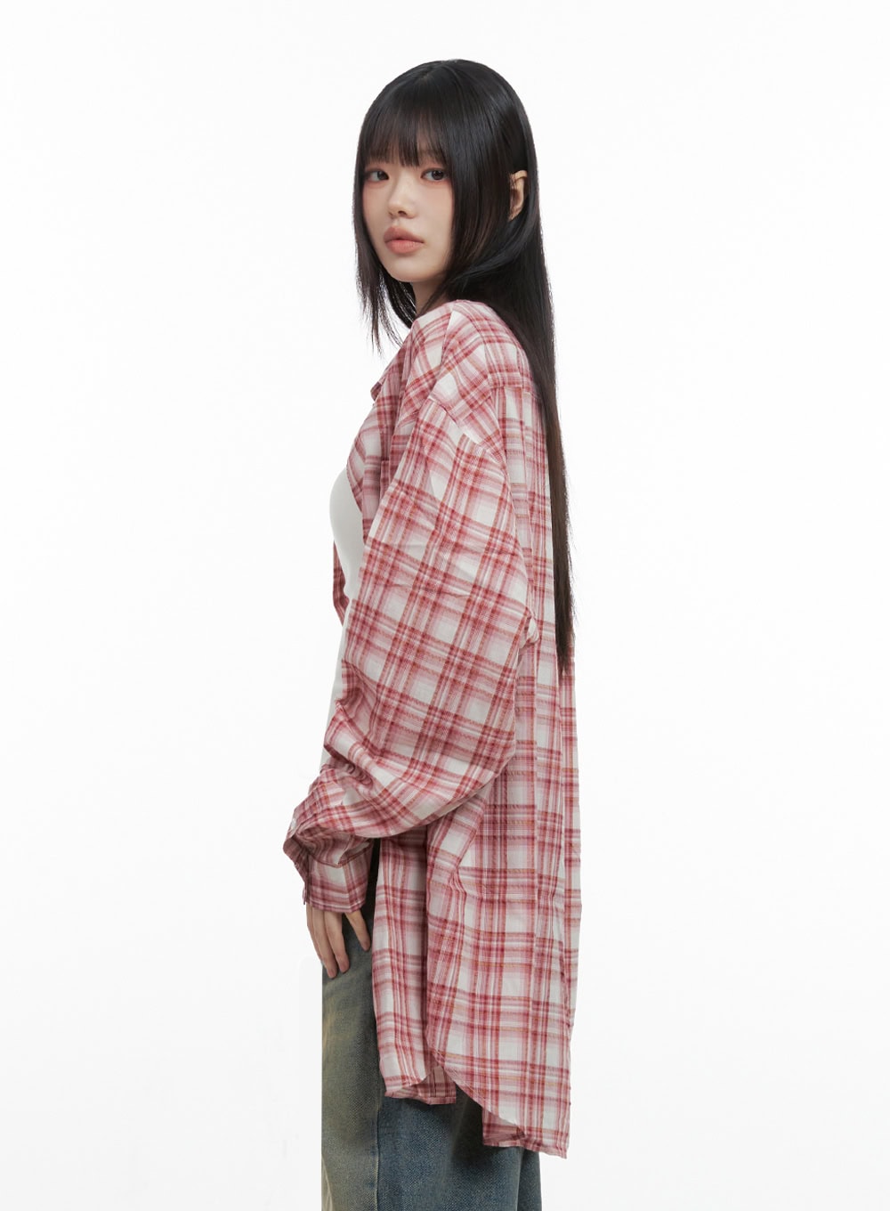 Checkered Cotton Oversized Shirt IO430