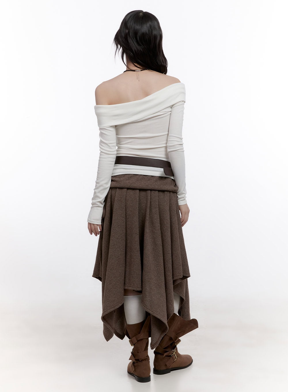 Off-Shoulder Twist Long-Sleeve Top CF511