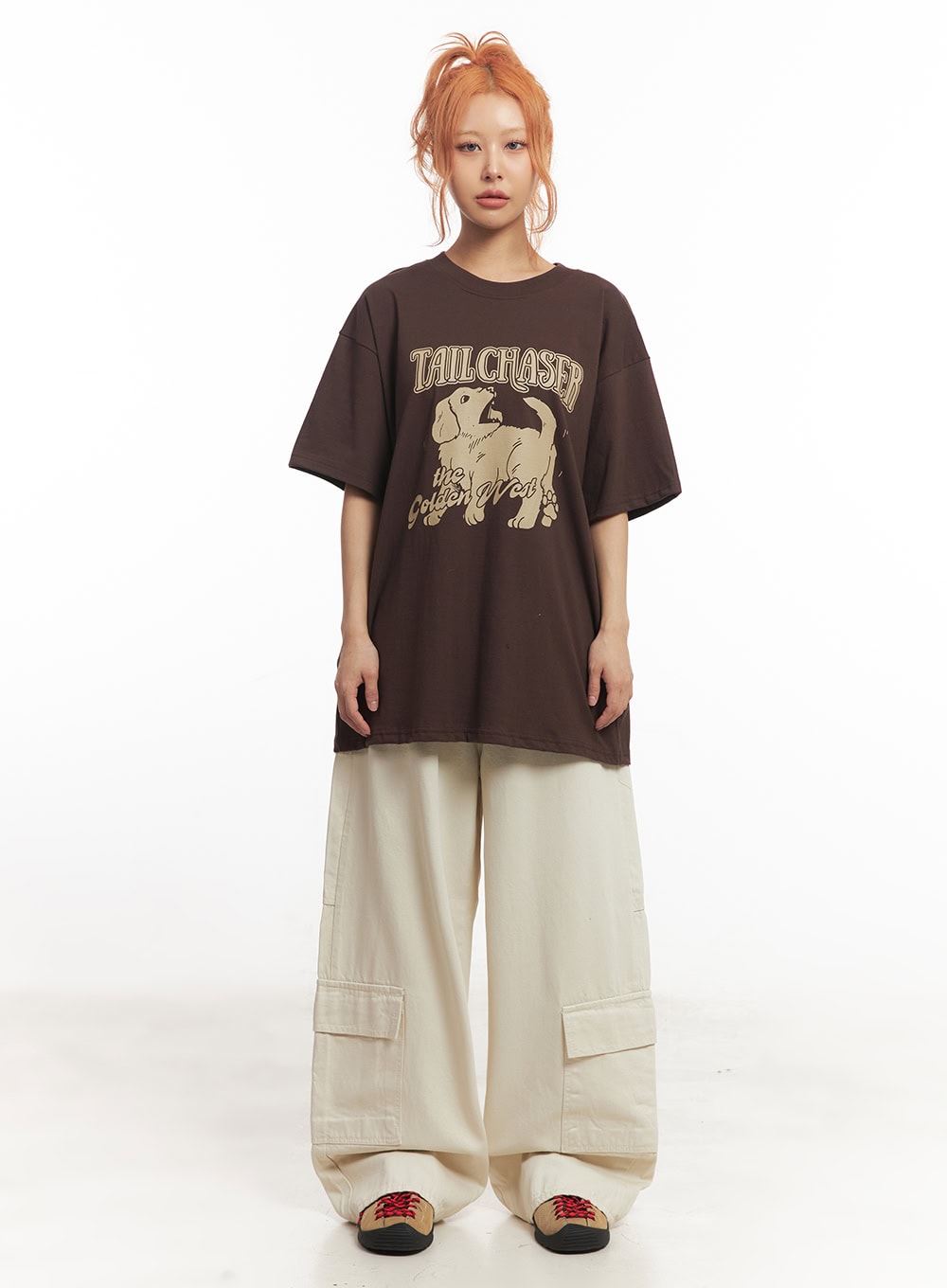 Golden Pup Graphic Oversize T-Shirt IM528