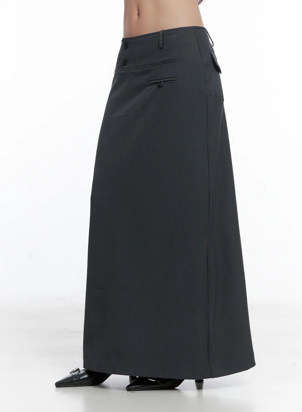 Classic Button Maxi Skirt CS502