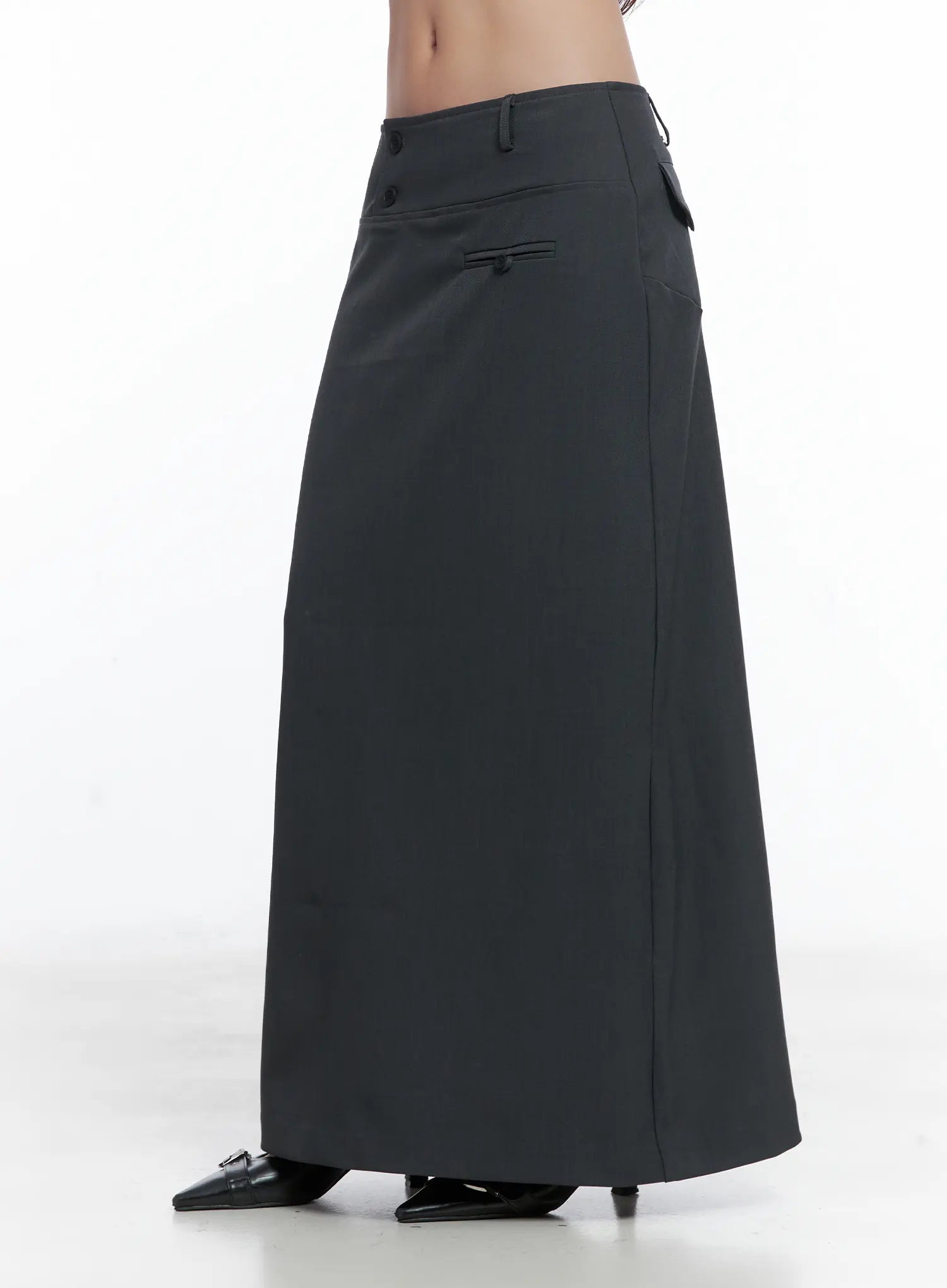 Classic Button Maxi Skirt CS502