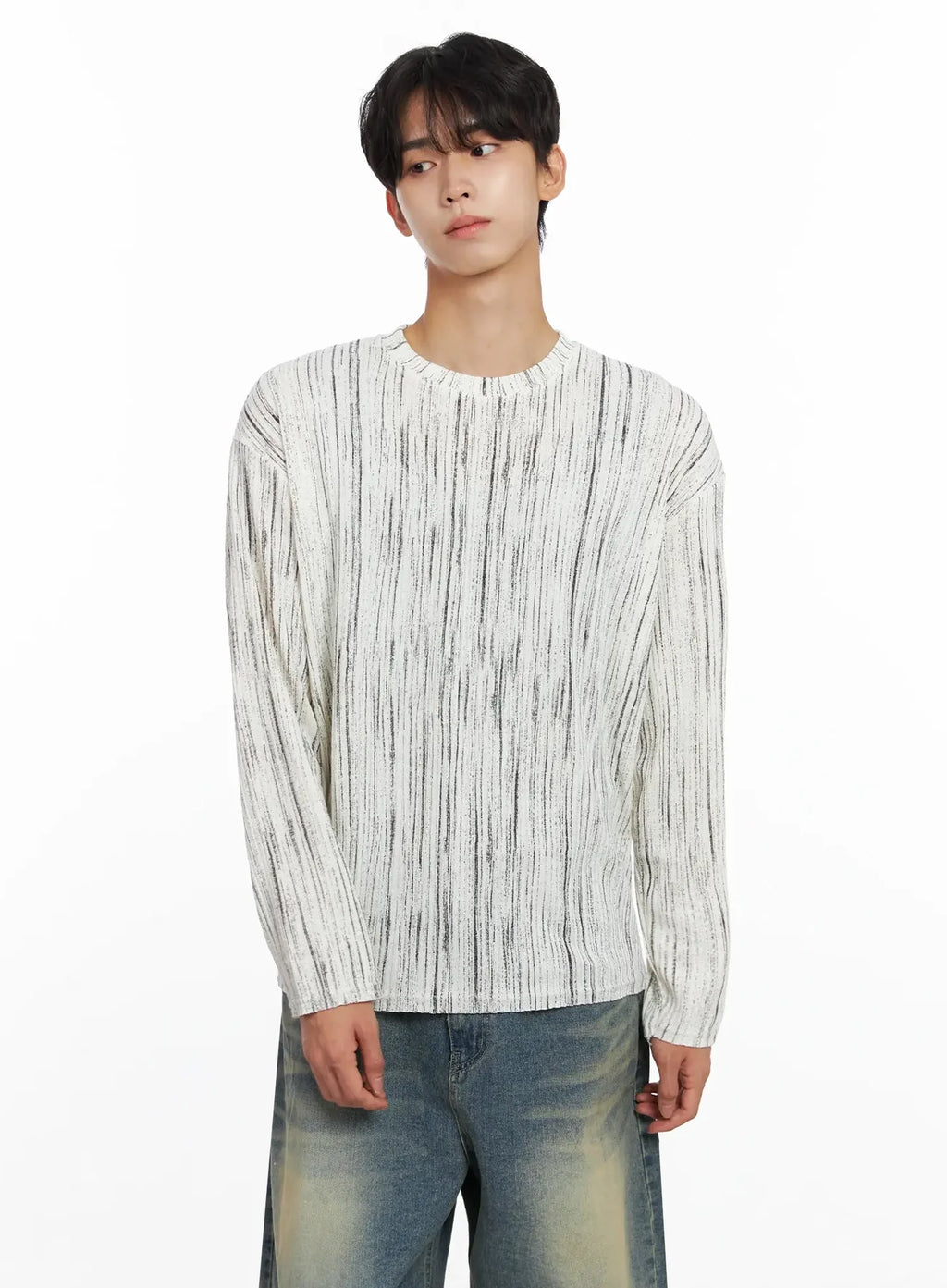 Men's Vertical Stripe Long Sleeve Shirt IO516