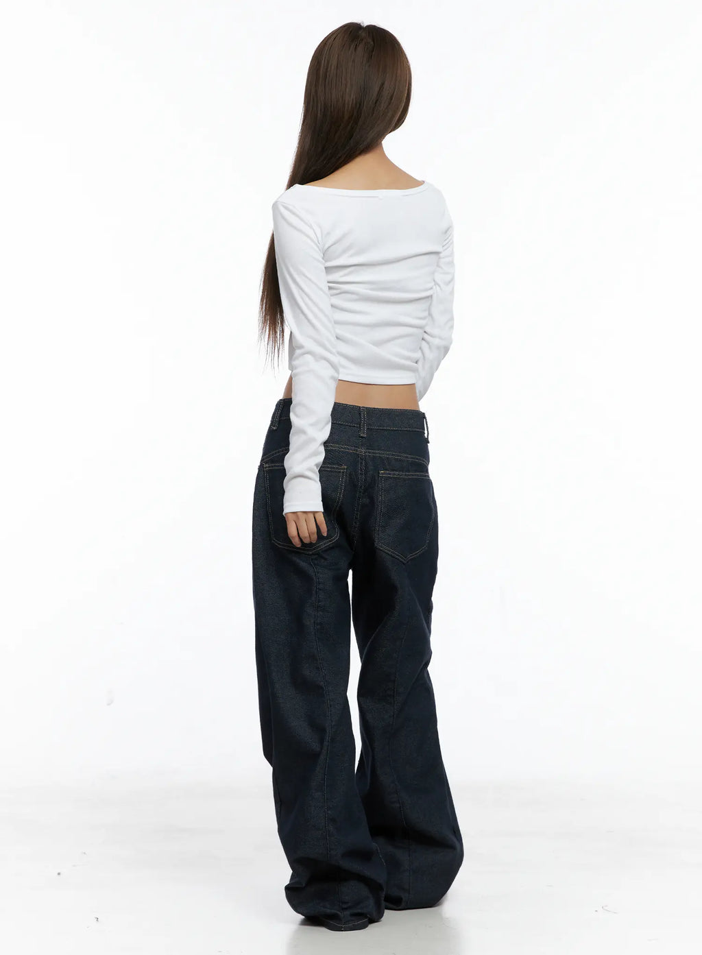 Side-Slit Long Sleeve Crop Top CS505