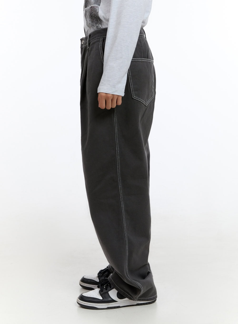 Men's Pintuck Wide Fit Cotton Pants IS413
