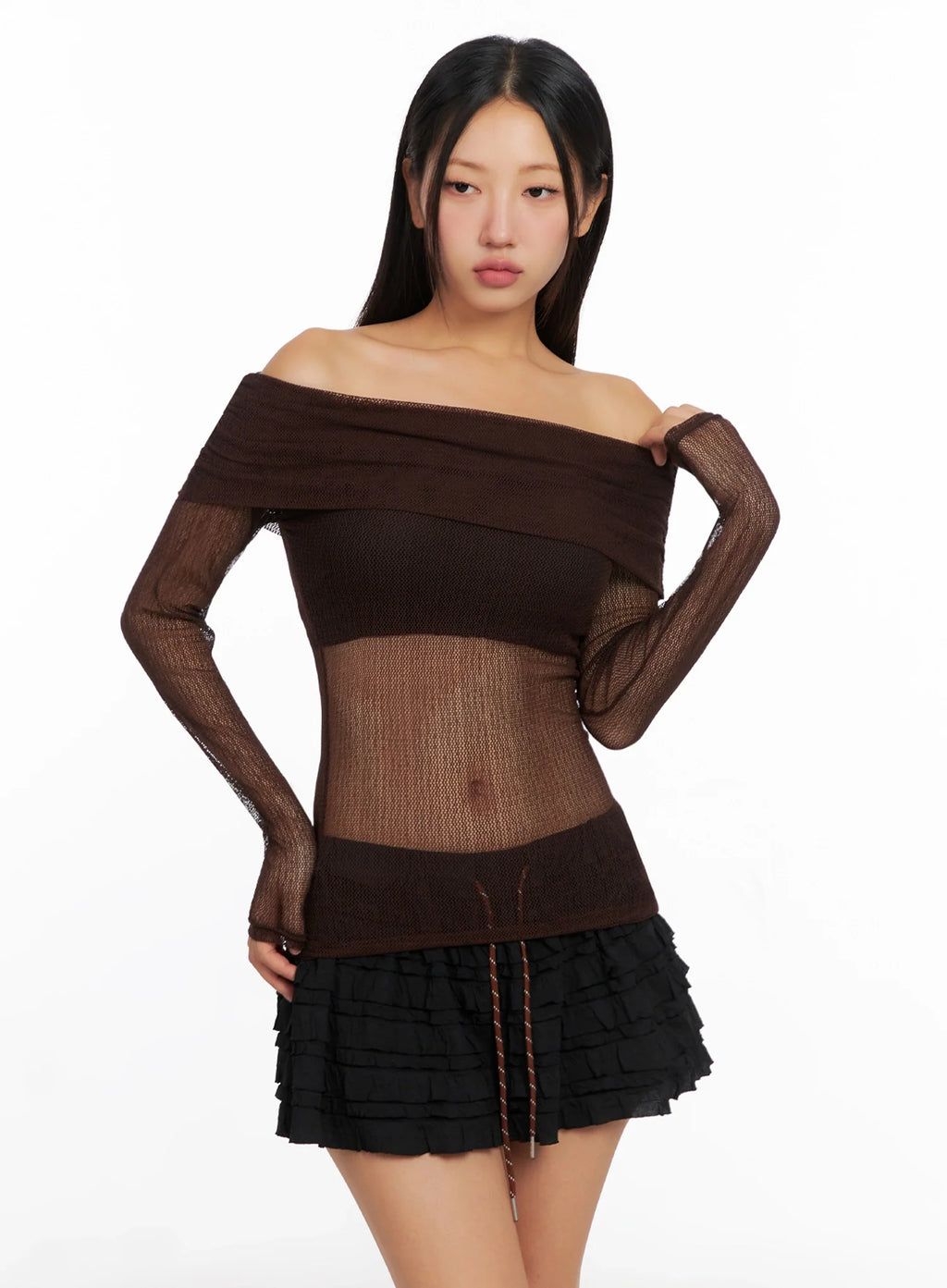 Chich Sheer Off-Shoulder Top IG528