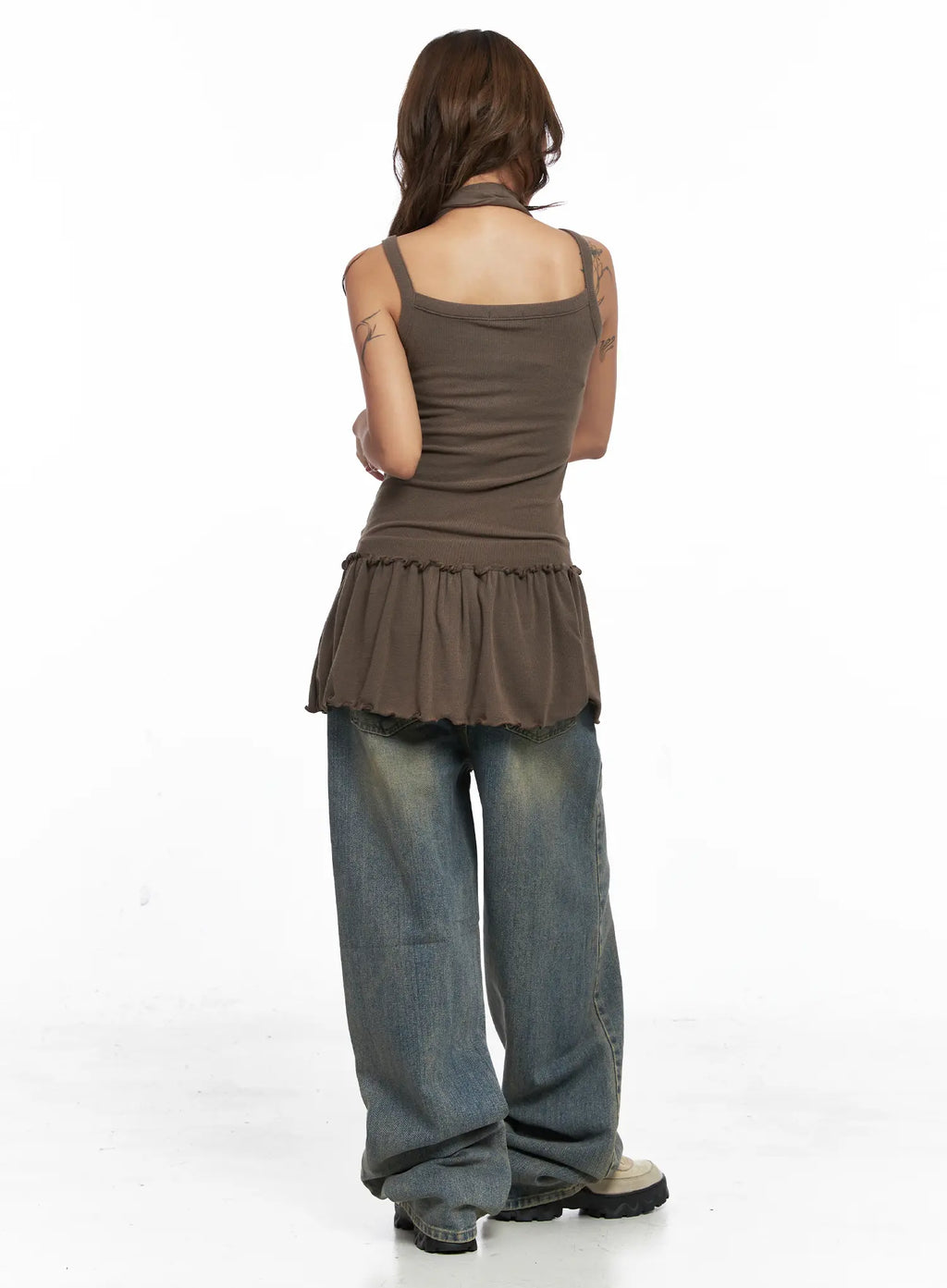 Ruffled Tank Top and Scarf Set CO513