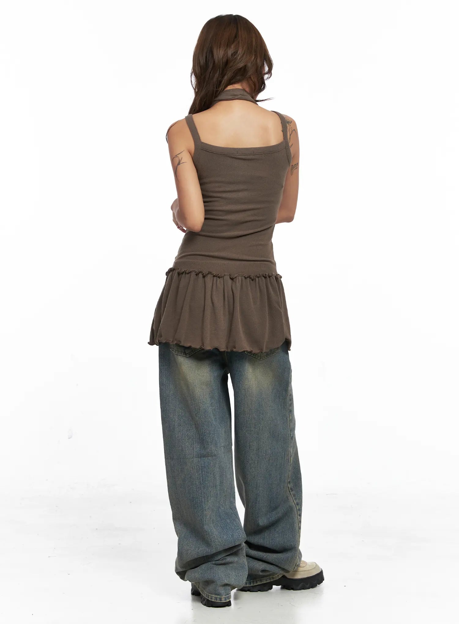 Ruffled Tank Top and Scarf Set CO513