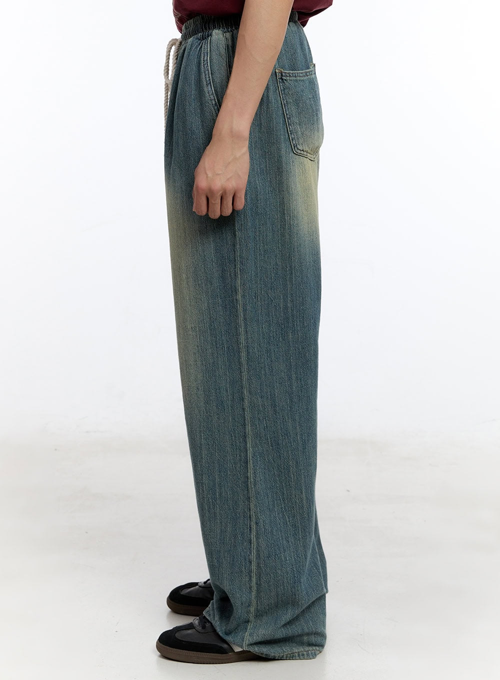 Men's Pintuck Denim Sweatpants (Blue) IY529