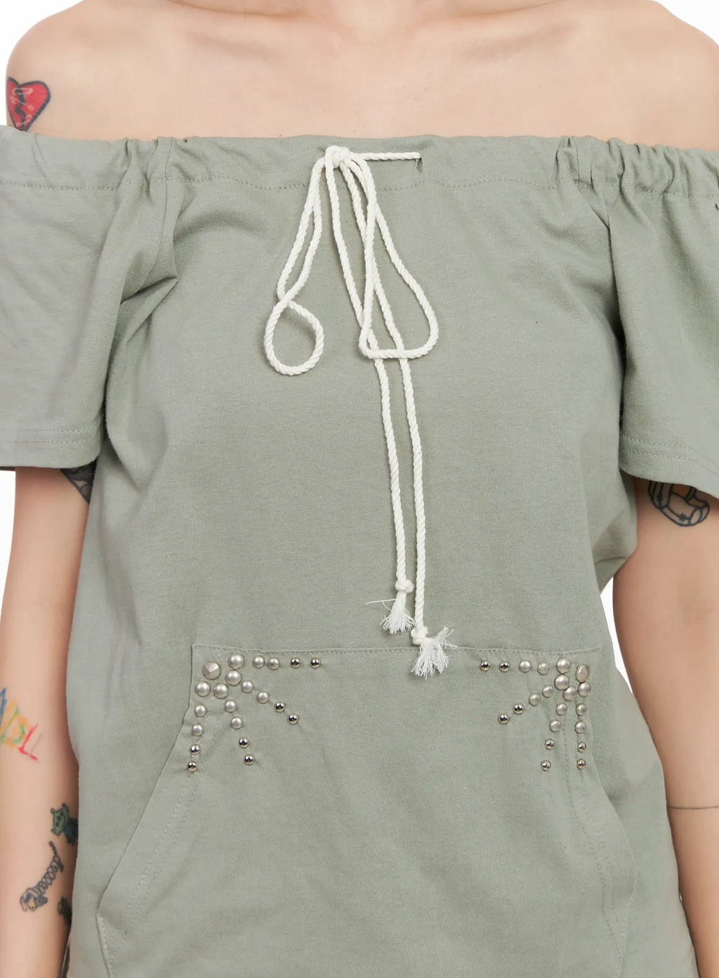 Off-Shoulder Drawstring Top CL528