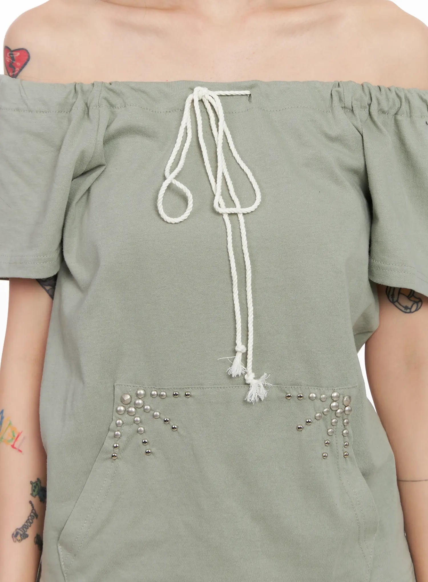 Off-Shoulder Drawstring Top CL528