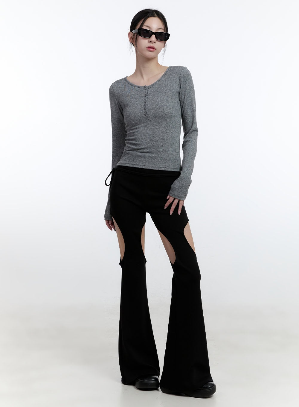 Back Cut-Out Slim-Fit Long Sleeve Top CJ521