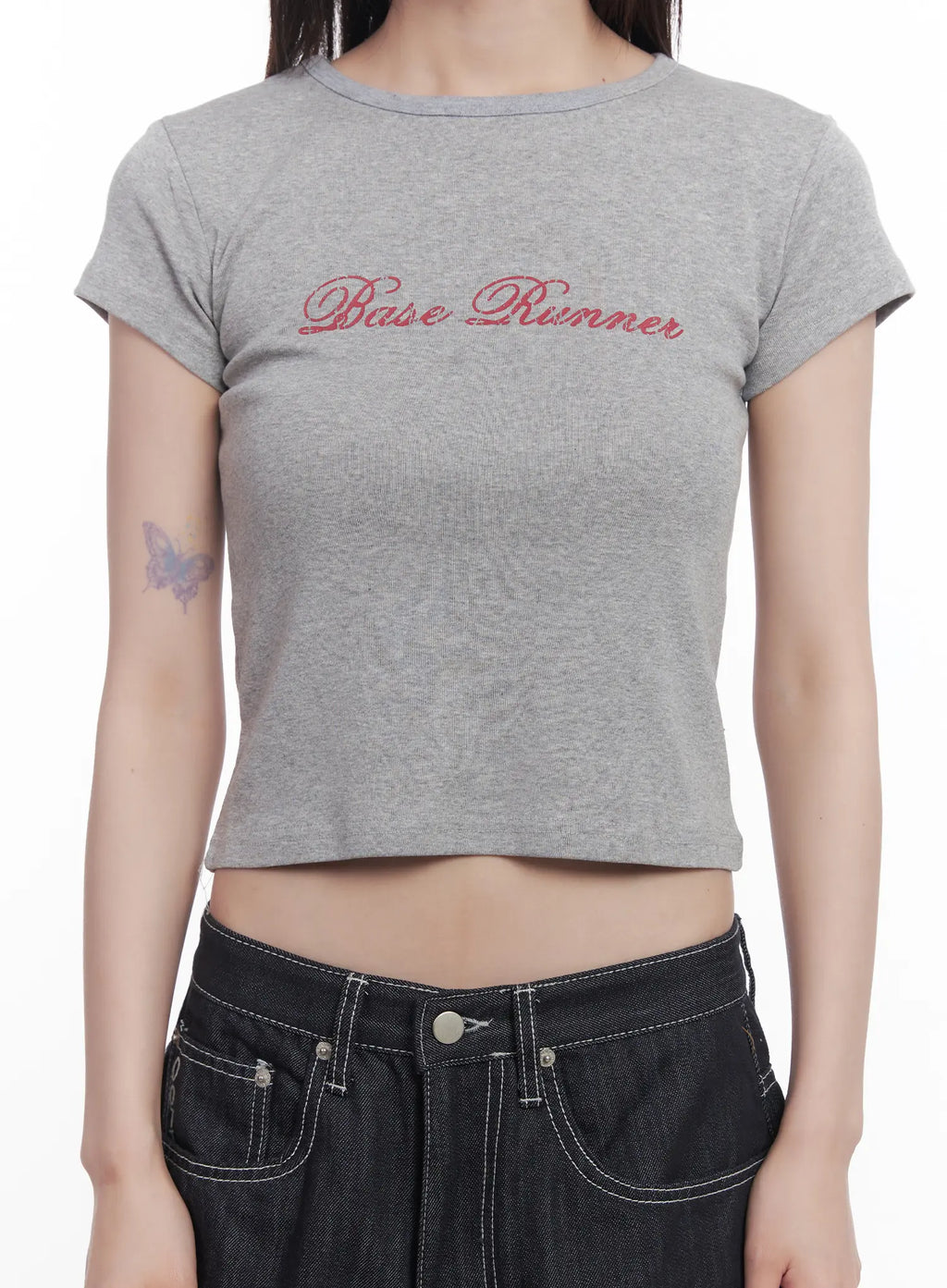 Cursive Graphic Crop Tee CU519