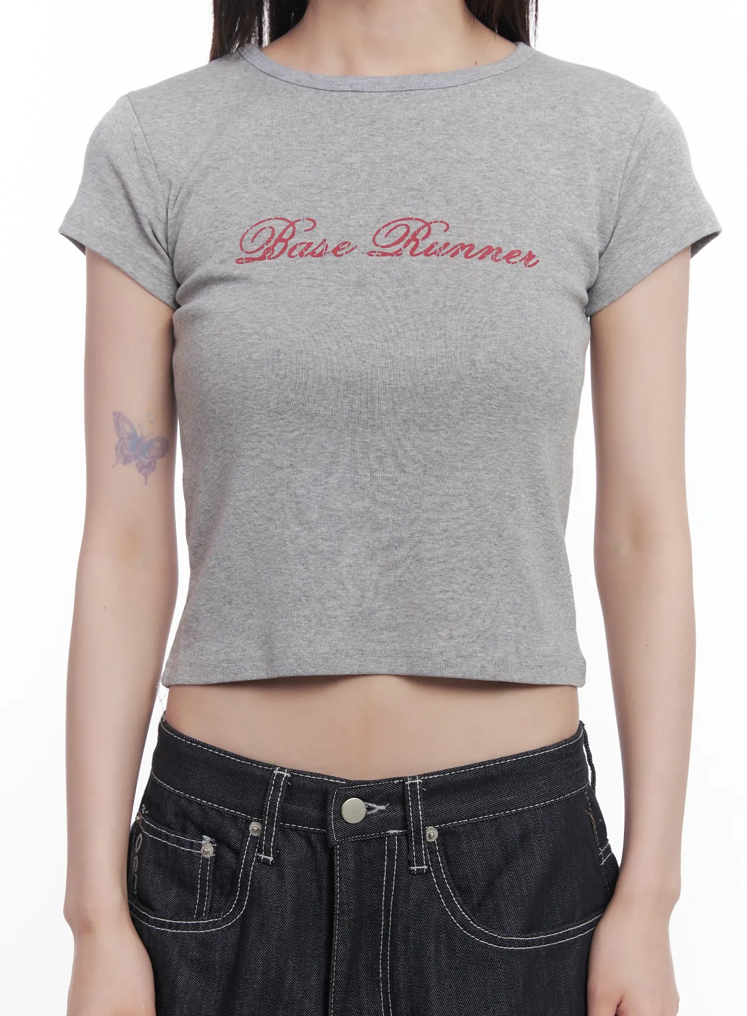 Cursive Graphic Crop Tee CU519