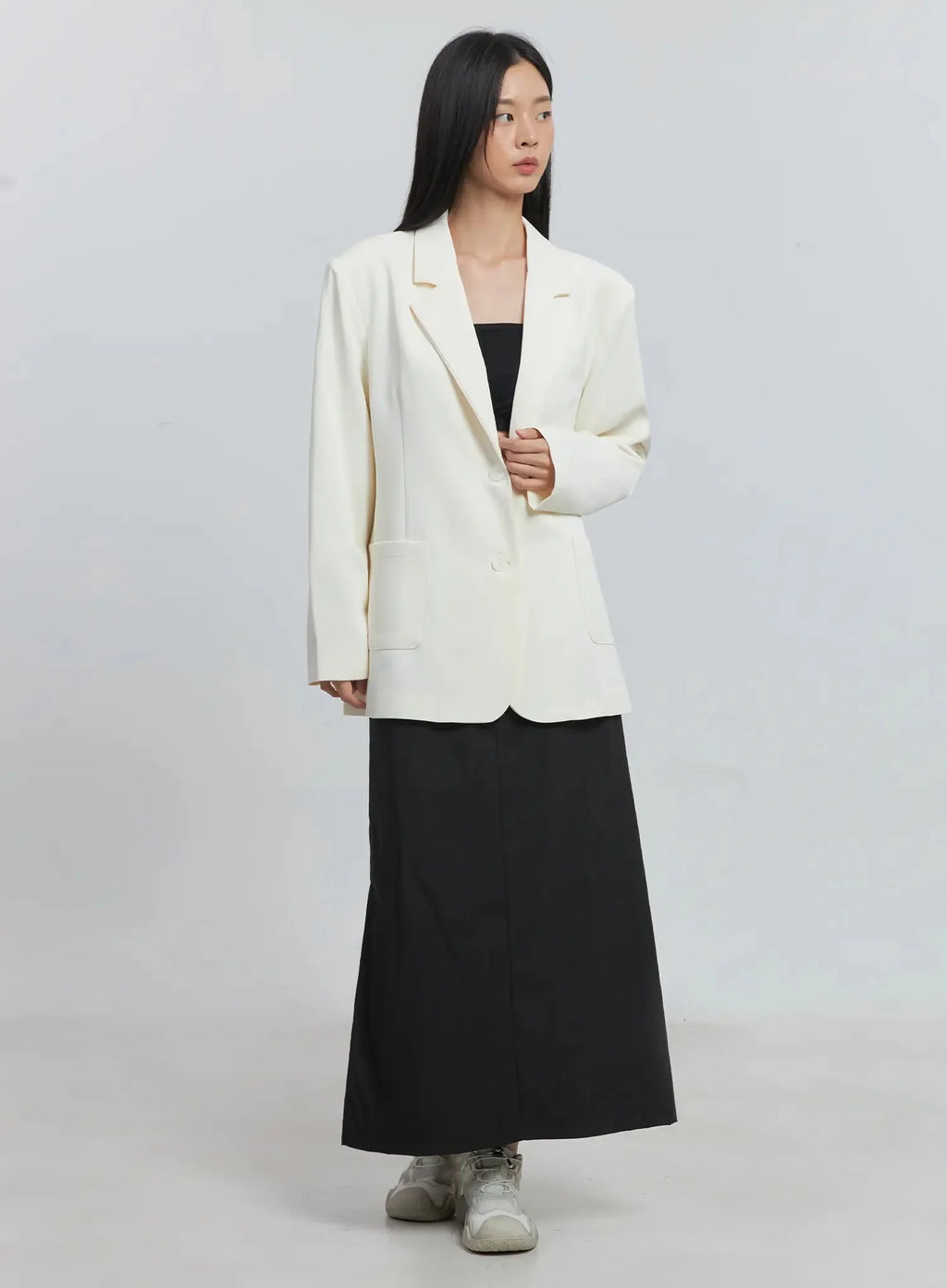 Classic Oversized Blazer (Light beige) IU512