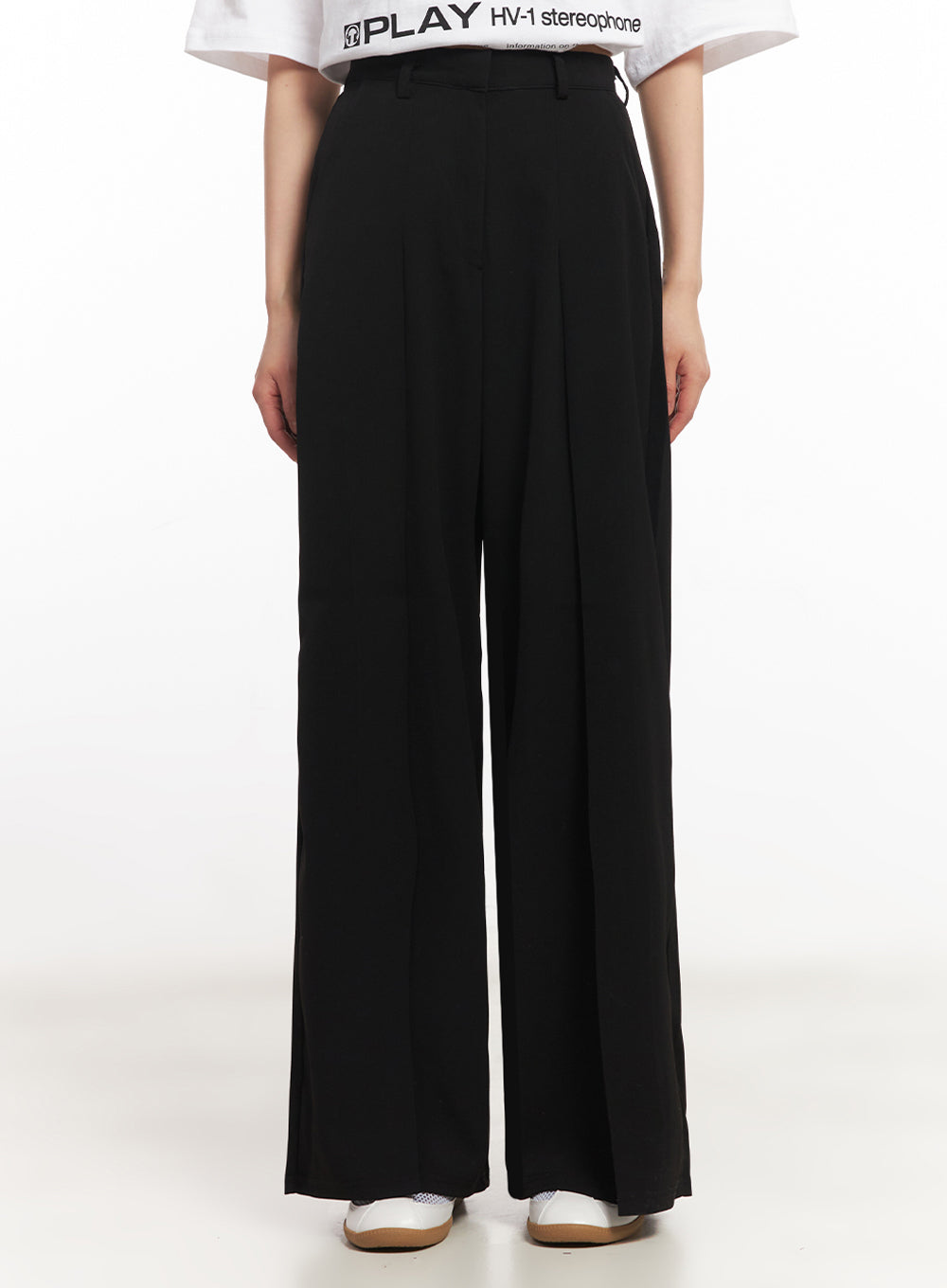 Pintuck Wide-Leg Slacks IY502
