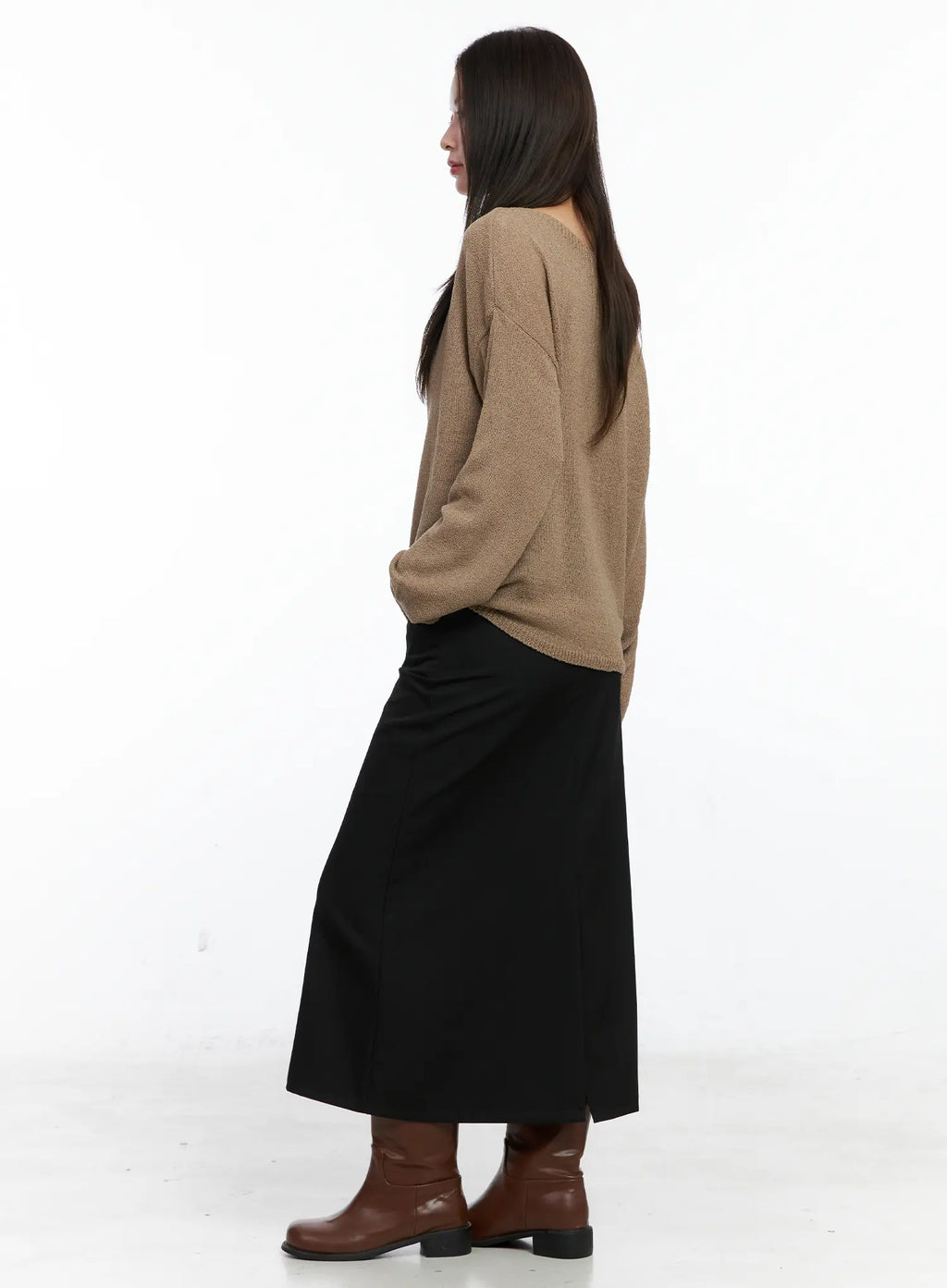Elegant High-Slit Midi Skirt CO506
