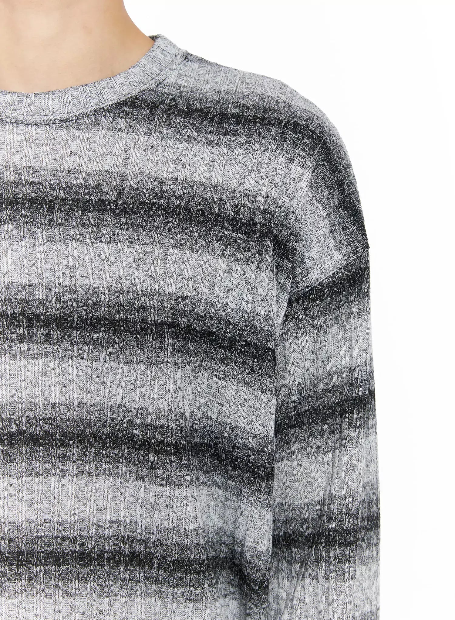 Men's Ribbed Striped Long Sleeve Shirt IO516