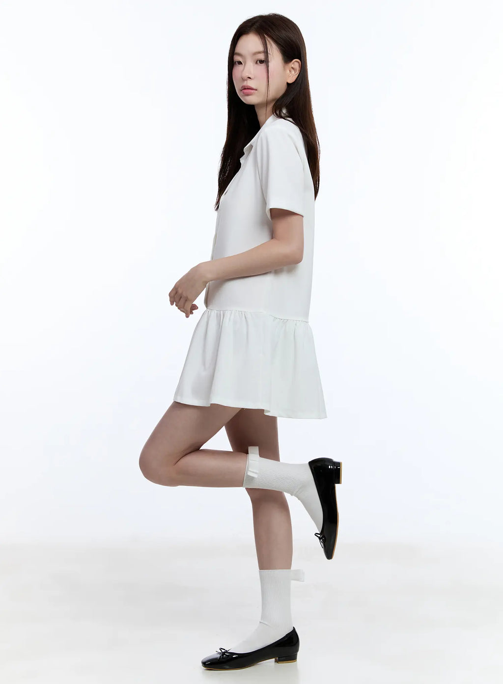 Collared Frill Mini Dress CU513