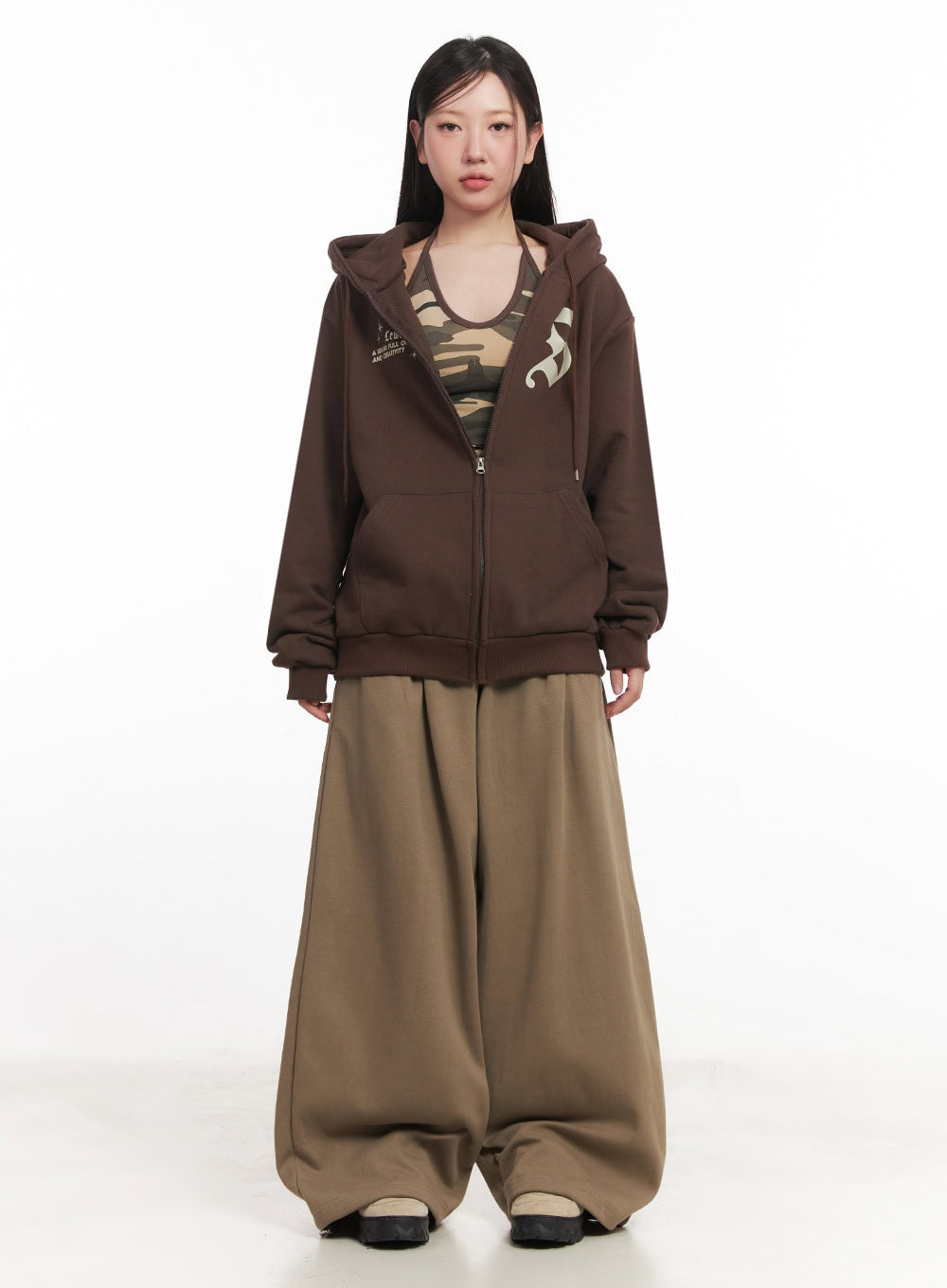 Graphic Oversize Zip-Up Hooded Jacket IM528