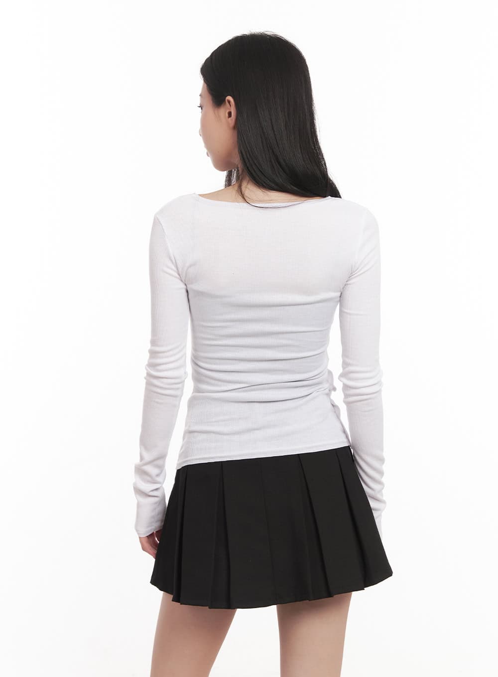 Buttoned V-Neck Long-Sleeve Top CM518