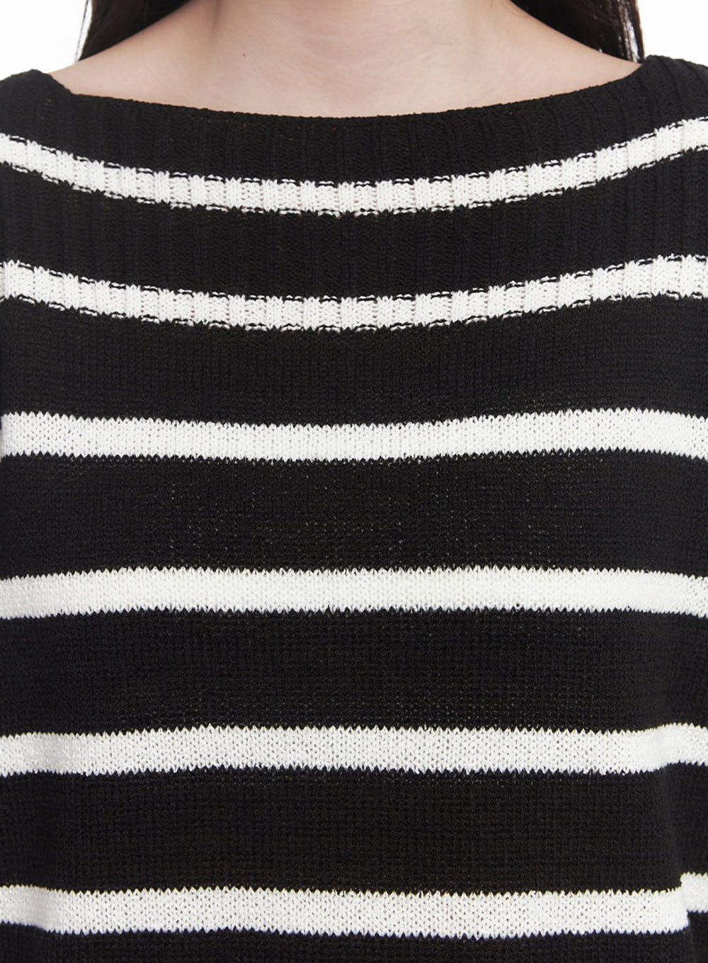 Stripe Boat-Neck Knit Sweater IY509