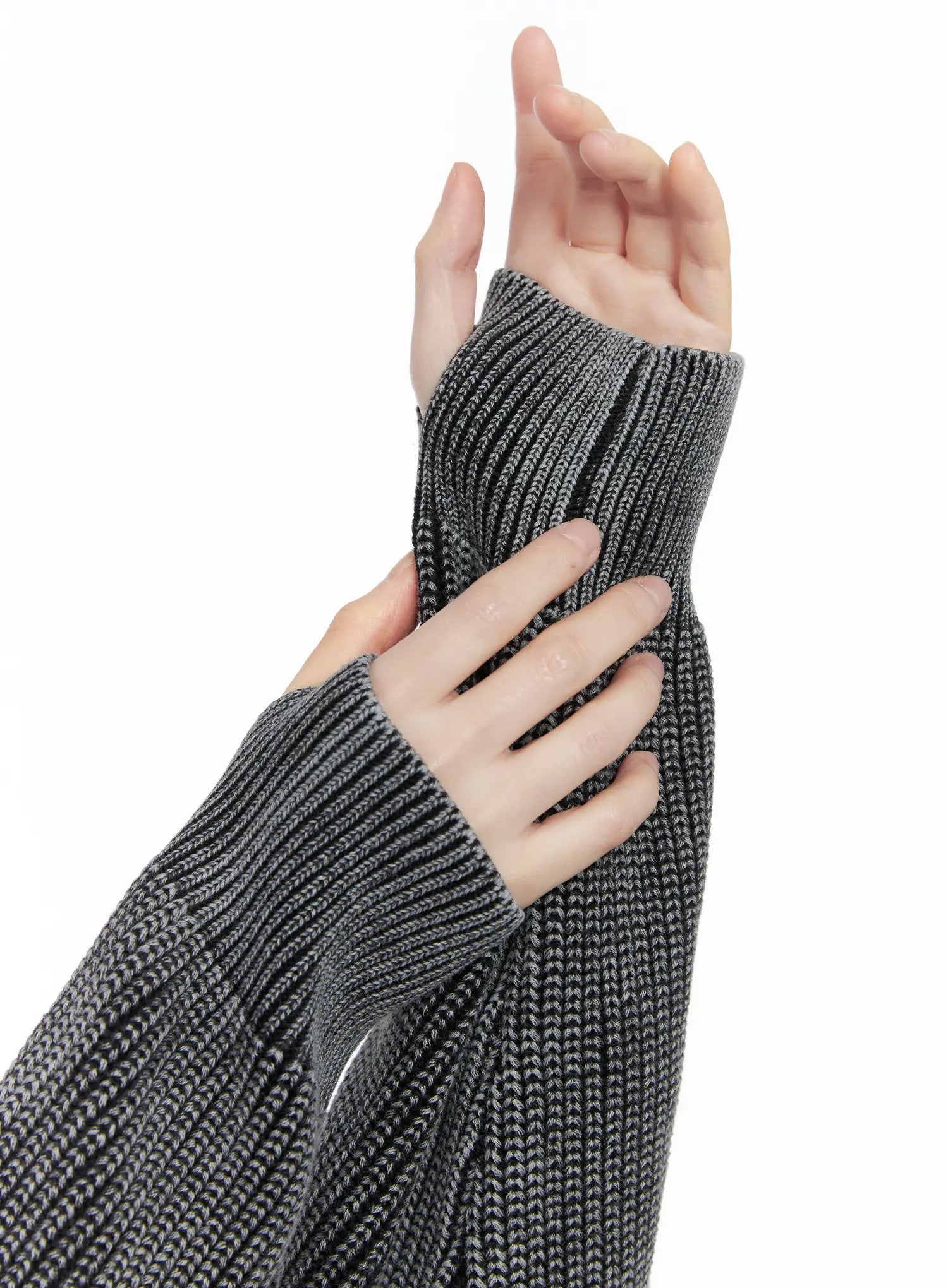 Chunky Washed Knit Hoodie Zip-Up CG518