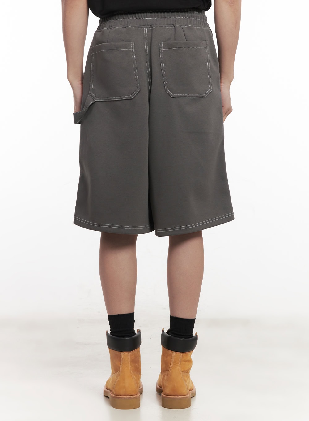 Men's Stitched Carpenter Wide-Leg Jorts (Dark Gray) IM519