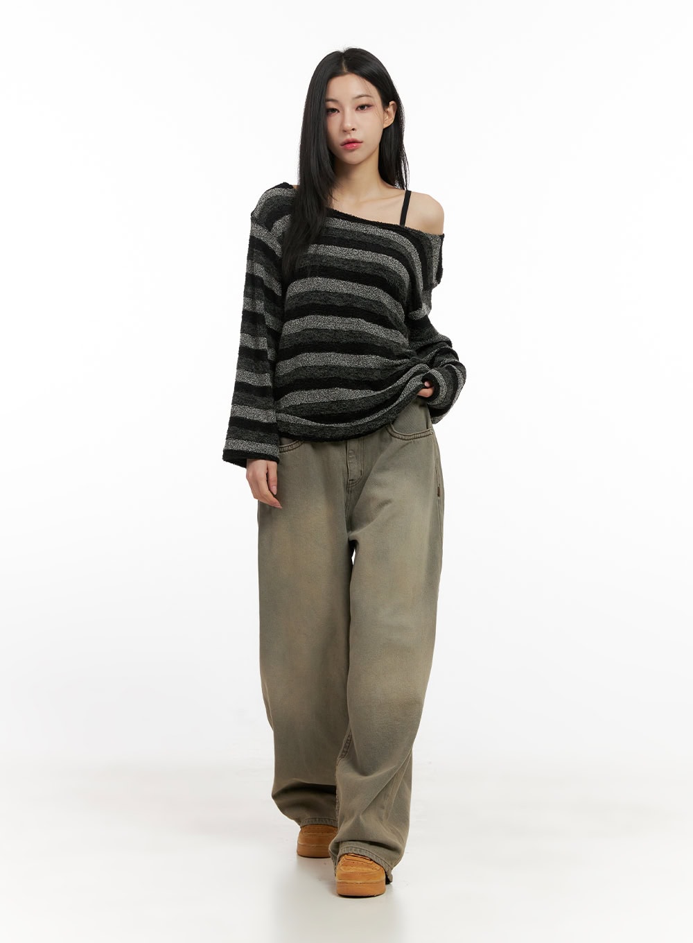 Loose-Fit Striped Knit Sweater CN416