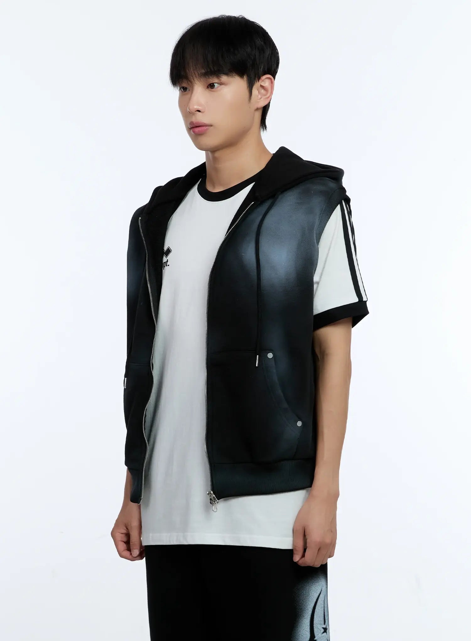 Men's Grunge Tie-Dye Sleeveless Hoodie IG515