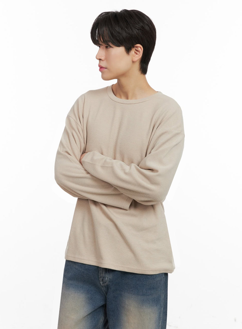 Men's Essential Round Neck Long Sleeve Tee IJ517