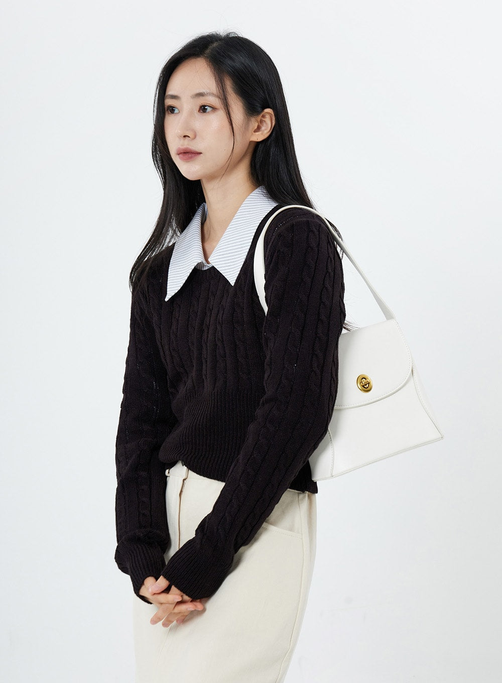 Round Neck Twist Crop Long Sleeve Knit OS26