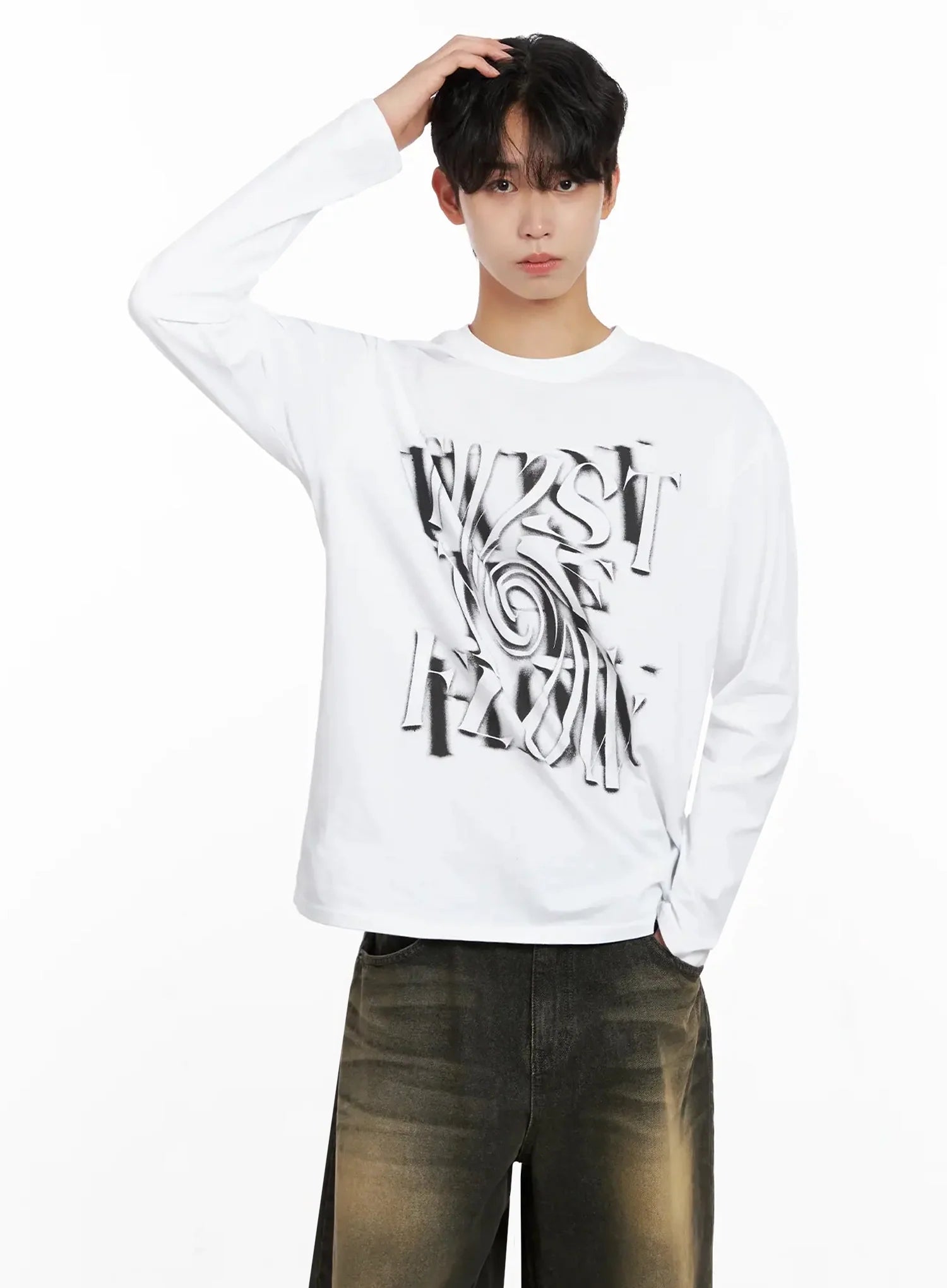 Men's Twist Graphic Long Sleeve Shirt IO516