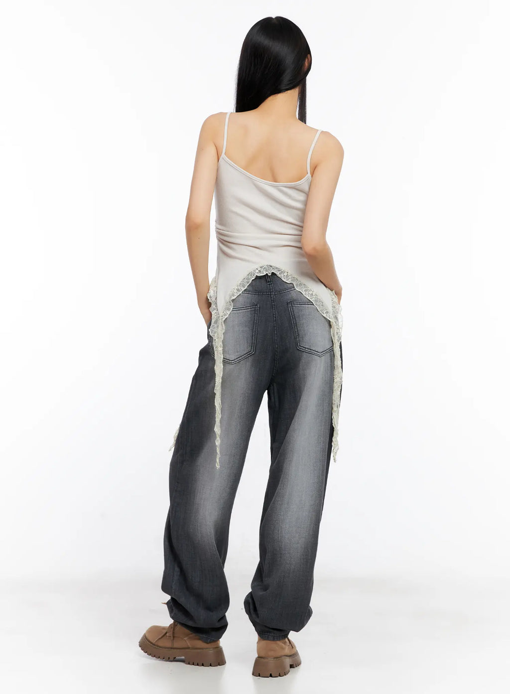 Bomi Washed Wide-Leg Denim Jeans CL529