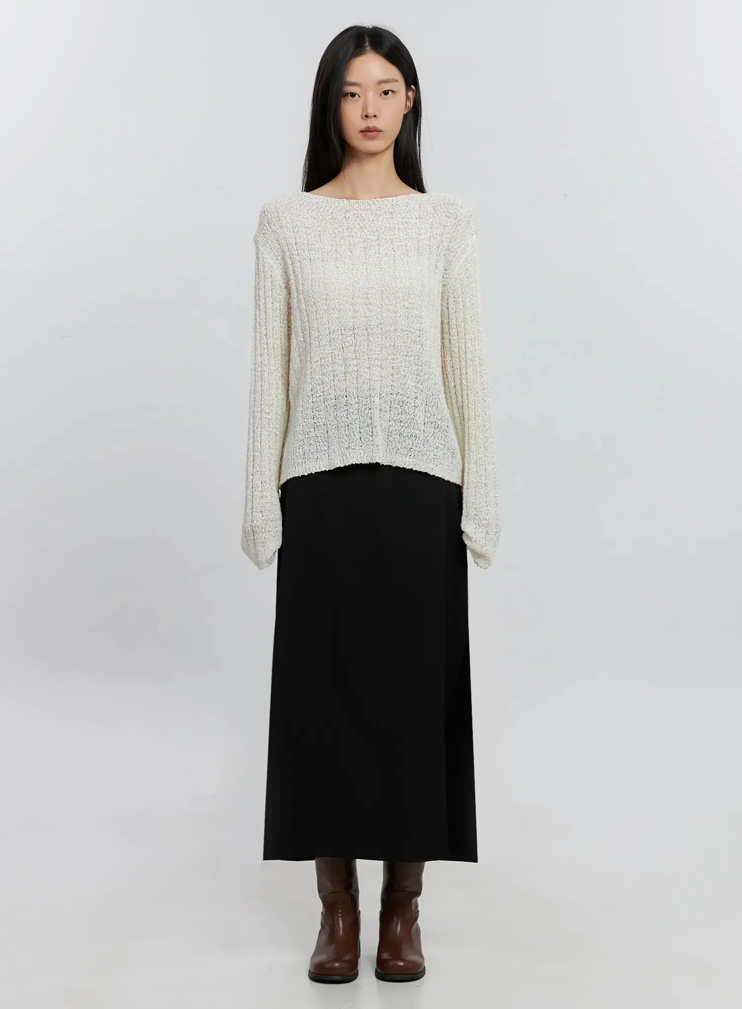 Cozy Boatneck Long Sleeve Sweater IS515