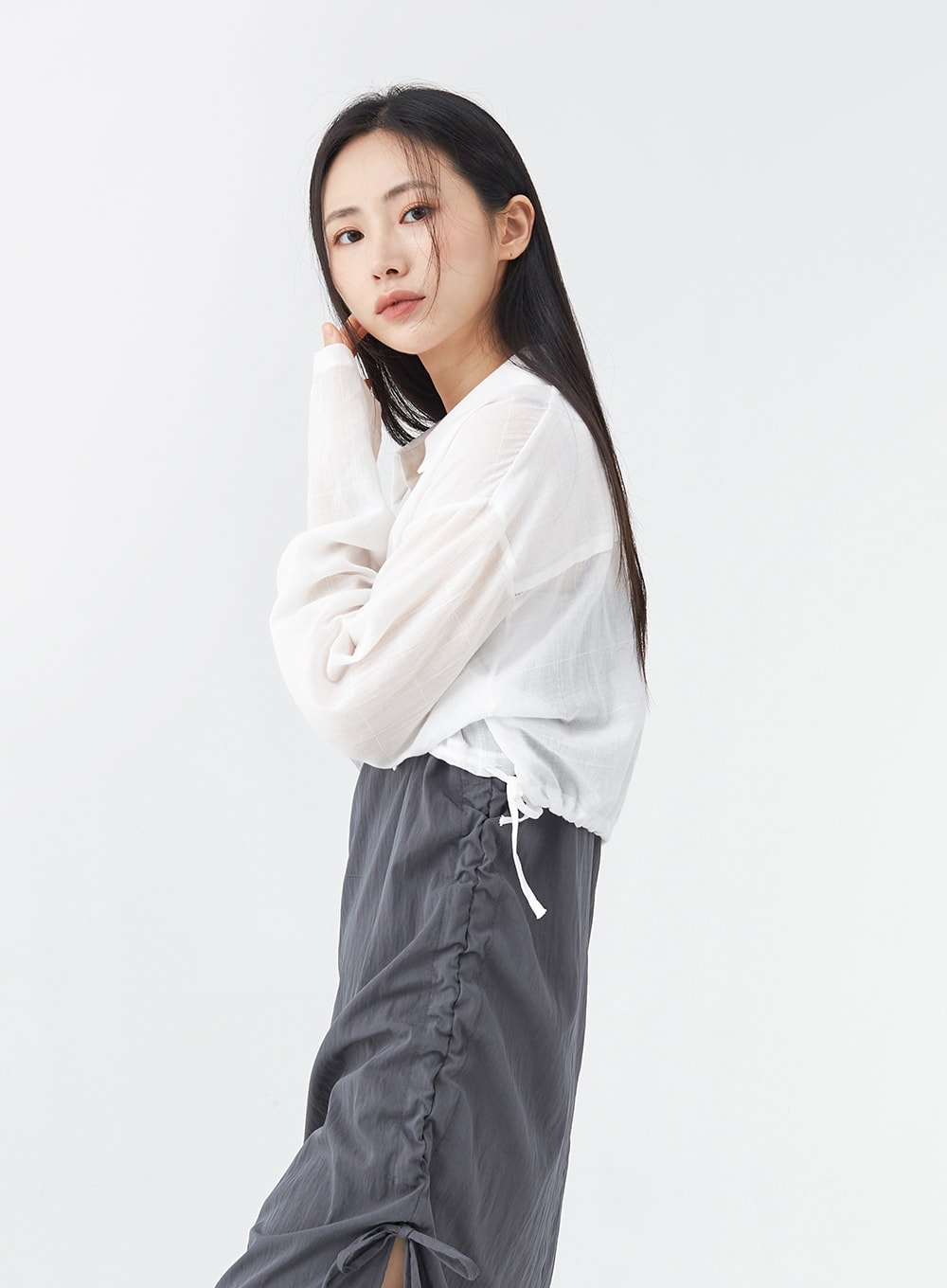 Side Shirring Sleeveless Strap Maxi Dress OG12