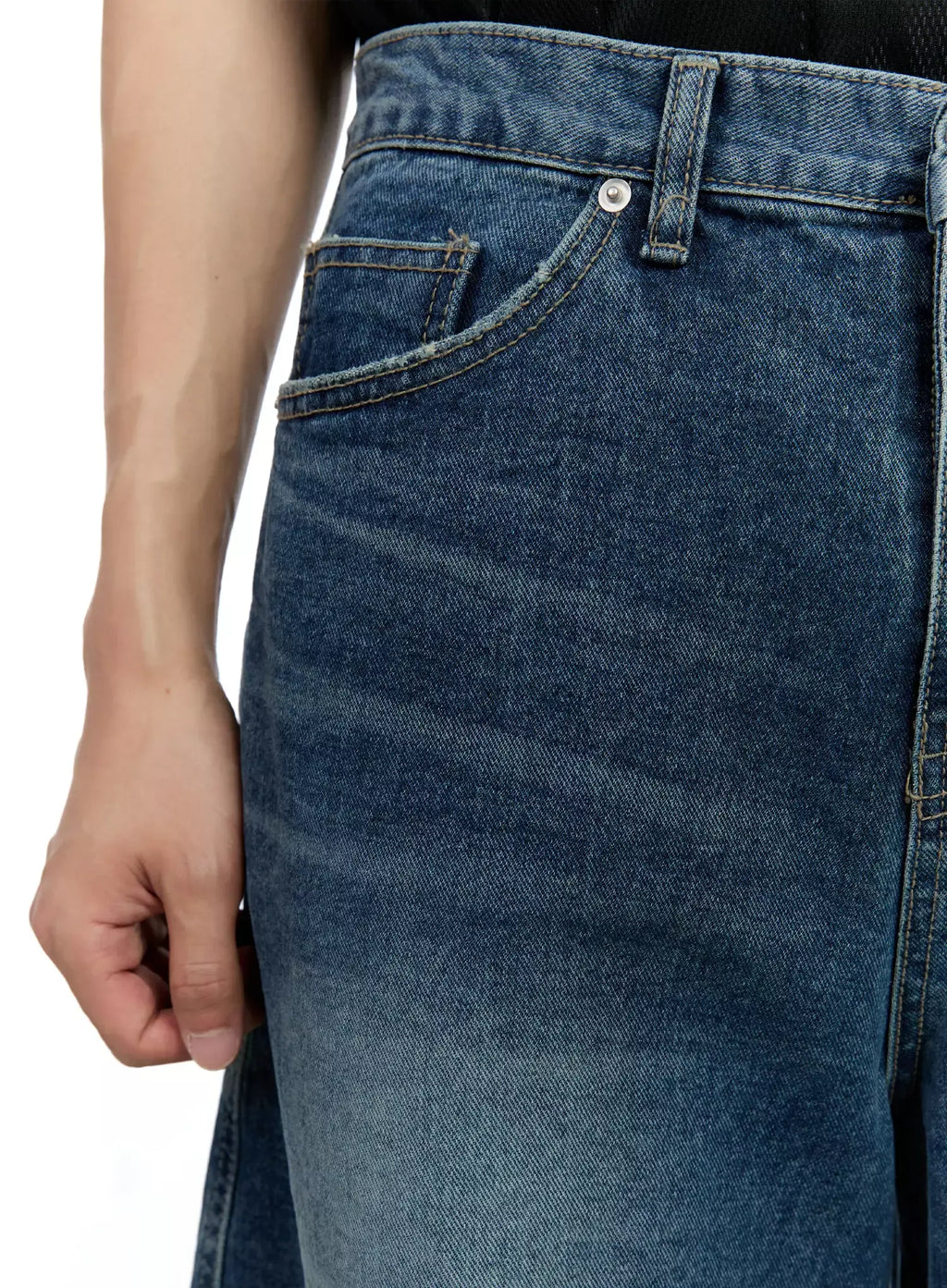 Men's Frayed Hem Baggy Jeans IG520