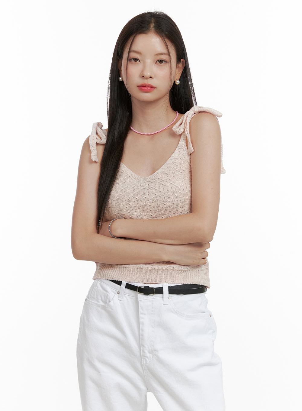 Ribbon Strap Sleeveless Knit Top OL411