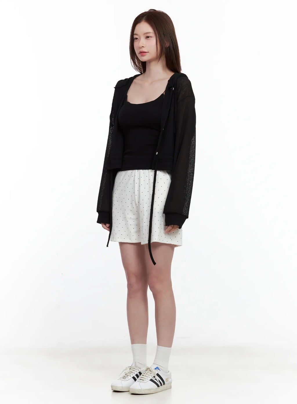 Mesh Button-Up Hoodie Cardigan CL502