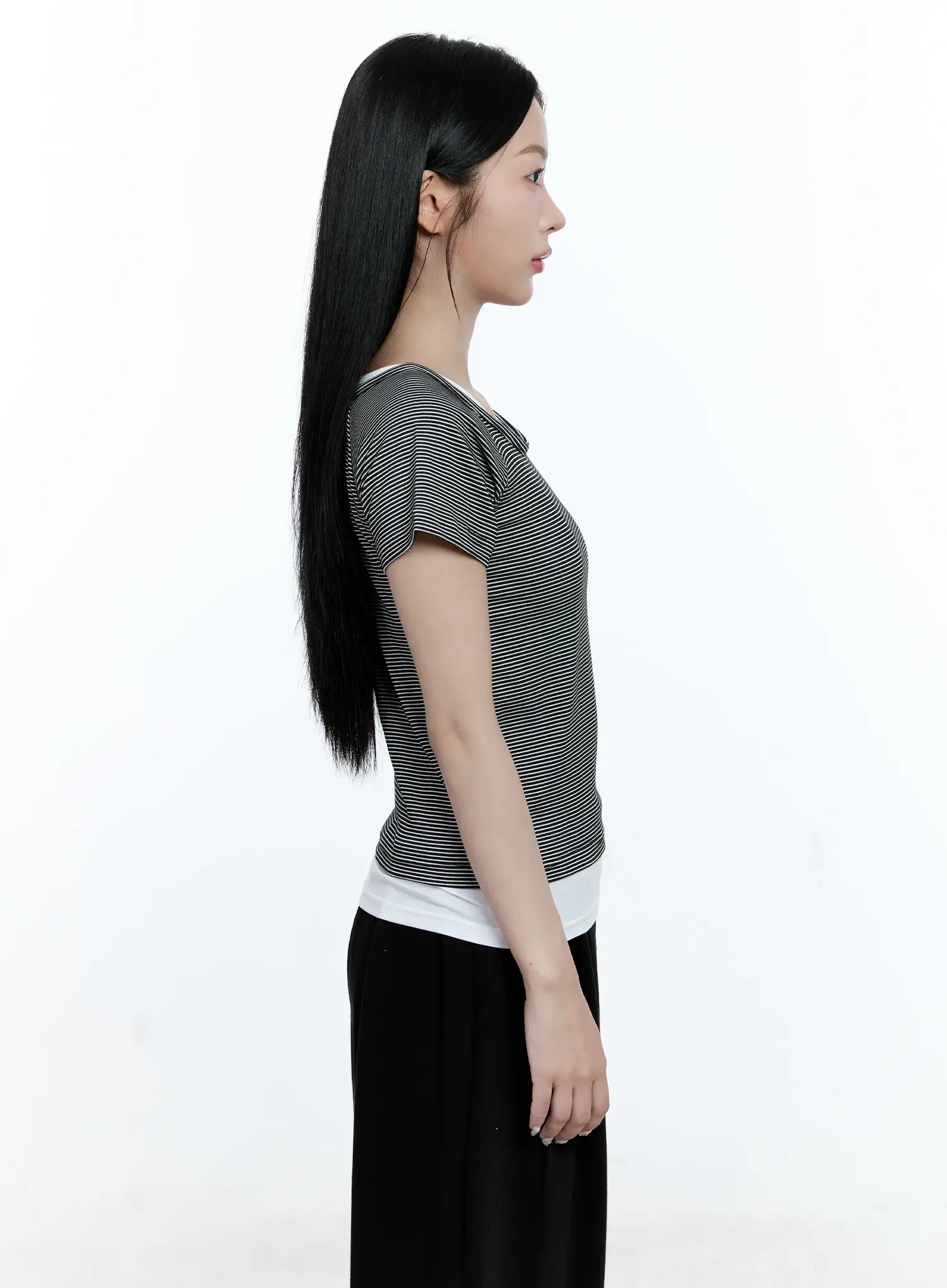 Striped Layered Short-Sleeve Tee CG513