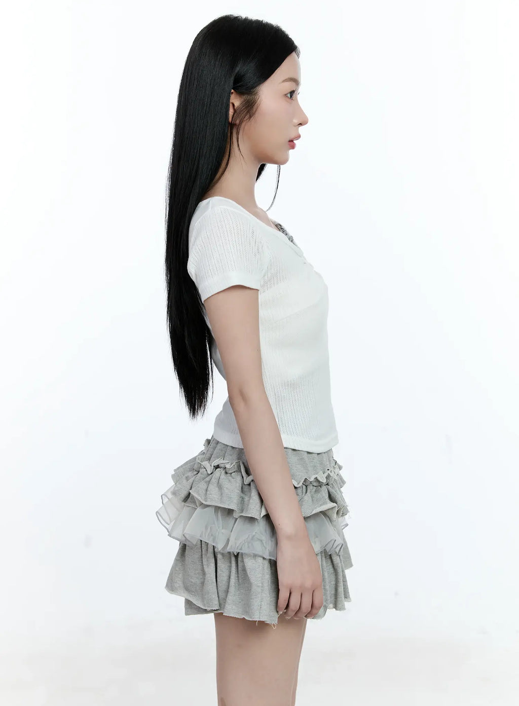 Shirred Button Tee CG511