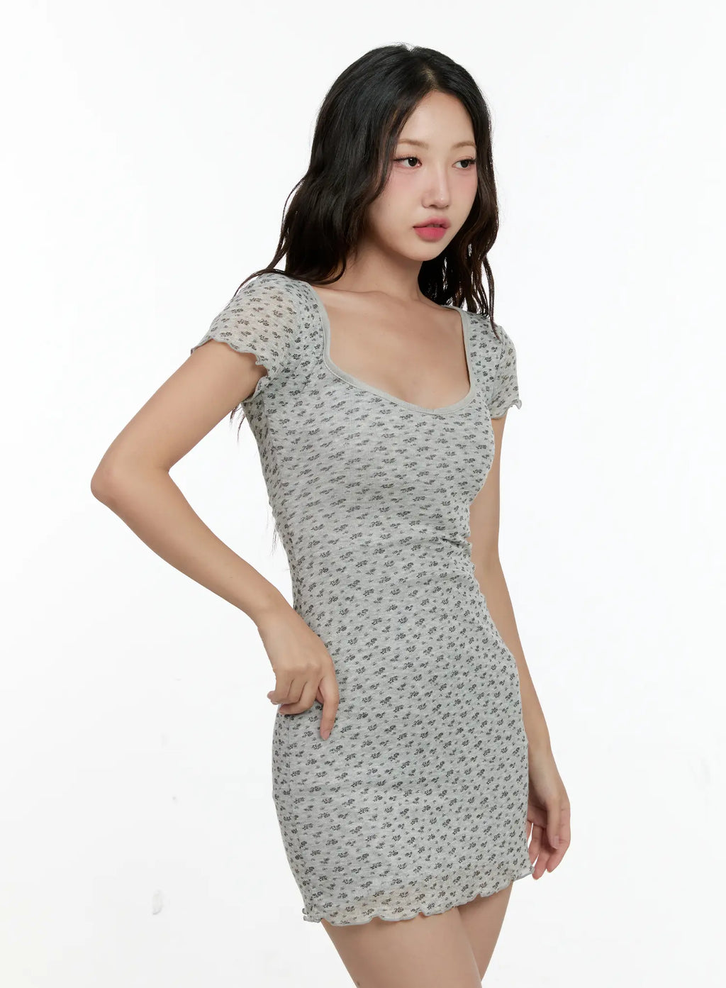 Scoop-Neck Floral Dress CL531